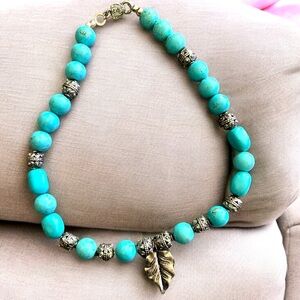 Turquoise Necklace with Leaf